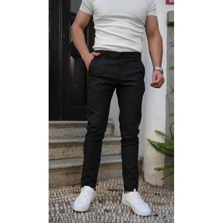 Slimfit Likralı Kumaş Pantolon Siyah