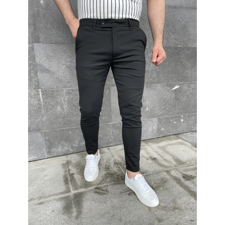 Slimfit Likralı Kumaş Pantolon Siyah