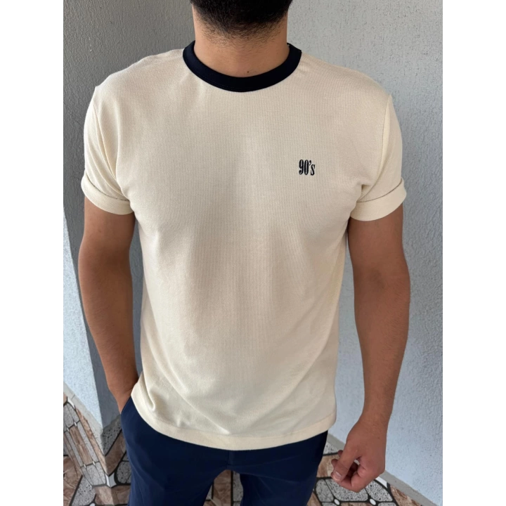 Tişört Nakışlı Krem