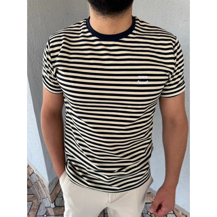 Tişört Yatay Çizgili Bej