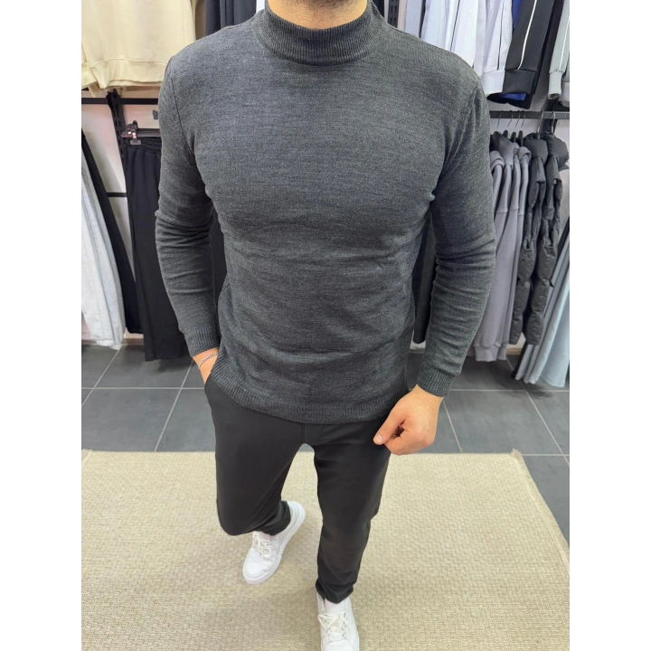 Yarım Boğazlı Triko Antrasit