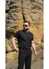 Fitilli Tişört Siyah