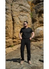 Fitilli Tişört Siyah