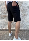 Müslin Keten Şort Siyah