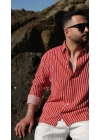 Kırmızı Beyaz Çizgili Oversize Gömlek