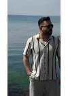 Örme Kısa Kol Gömlek Yeşil Çizgili