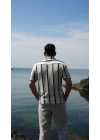 Örme Kısa Kol Gömlek Yeşil Çizgili