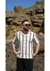 Örme Kısa Kol Gömlek Siyah Çizgili