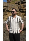 Örme Kısa Kol Gömlek Siyah Çizgili