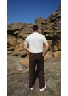 Örme Polo Yaka Gri Çizgili Tişört