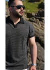 Örme Polo Yaka Tişört Siyah