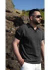 Örme Polo Yaka Tişört Siyah