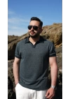 Örme Polo Yaka Tişört Siyah