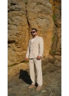 Oversize Kruvaze Takım Krem