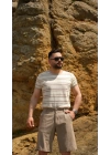 Bej Yatay Çizgili Tişört