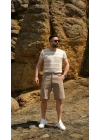 Bej Yatay Çizgili Tişört