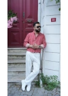Kırmızı Beyaz Çizgili Oversize Gömlek