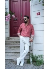 Kırmızı Beyaz Çizgili Oversize Gömlek