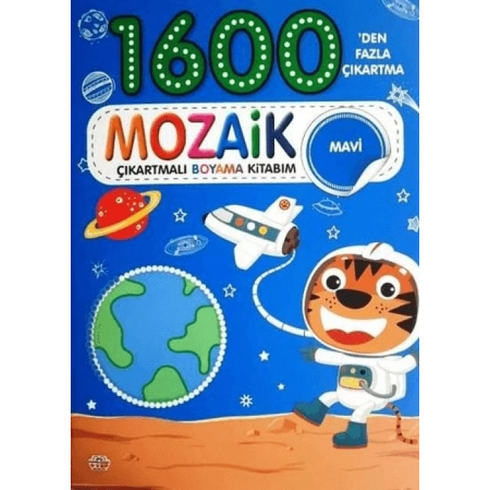 1600 Mozaik Çıkartmalı Boyama Kitabım Mavi Kitap