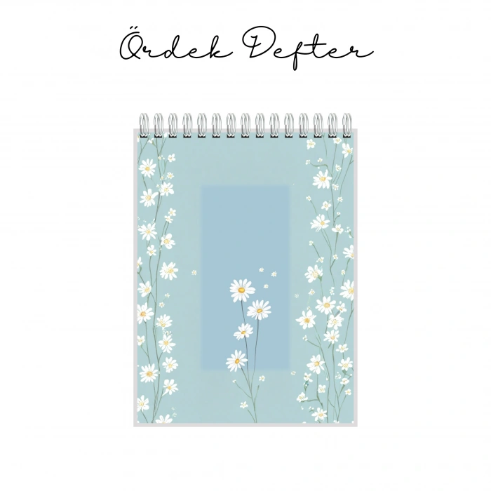 Papatyalar Temalı - A6 Boyutunda - Spiralli - Hediyelik Defter - Çizgili
