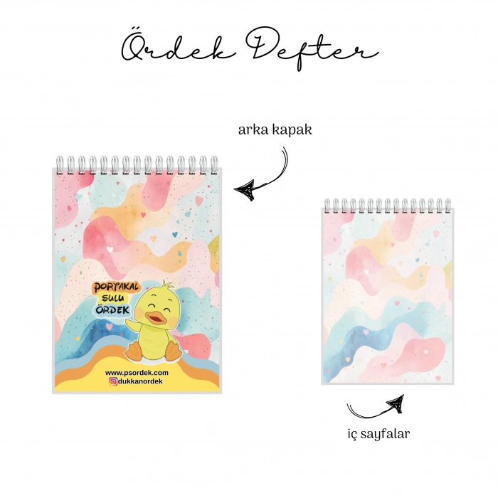 Rengarenk Kalpler Temalı - A6 Boyutunda - Spiralli - Hediyelik Defter - Çizgili