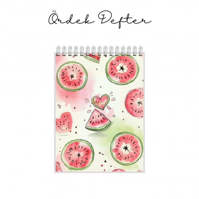 Karpuz Dilimleri Temalı - A6 Boyutunda - Spiralli - Hediyelik Defter - Çizgili