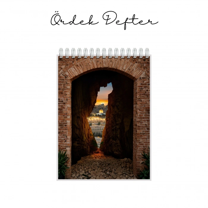 Kudüs ve Dua Temalı - A5 Boyutunda - Spiralli - Hediyelik Defter - Çizgili