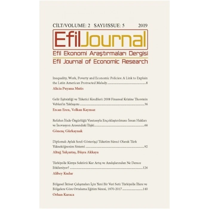 Efil Ekonomi Araştırmaları Dergisi Cilt: 2 Sayı: 5