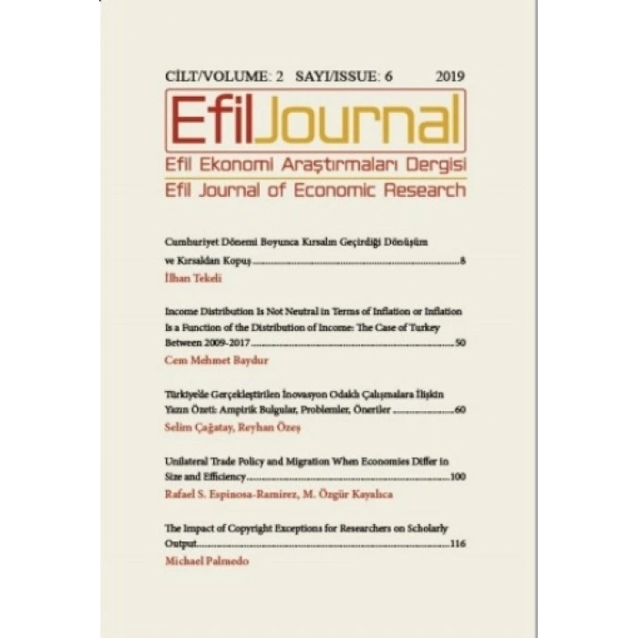 Efil Ekonomi Araştırmaları Dergisi Cilt: 2 Sayı : 6