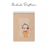 Müzik Dinleyen Sevimli Ördekcik Temalı - A6 Boyutunda - Spiralli - Hediyelik Defter - Çizgili
