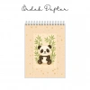 Yeşil Bambu ve Sevimli Panda Temalı - A6 Boyutunda - Spiralli - Hediyelik Defter - Çizgili