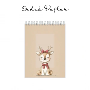 Sevimli Minik Geyik Temalı - A6 Boyutunda - Spiralli - Hediyelik Defter - Çizgili