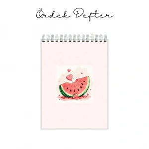 Karpuz Dilimi Temalı - A6 Boyutunda - Spiralli - Hediyelik Defter - Çizgili
