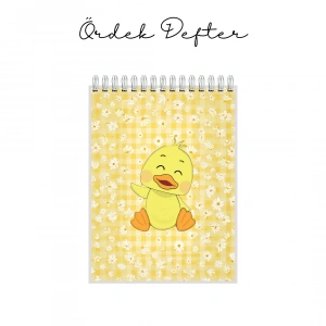 Ördek ve Papatya Temalı - A6 Boyutunda - Spiralli - Hediyelik Defter - Çizgili