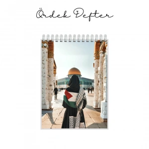 Kadın - Kudüs ve Dua Temalı - A6 Boyutunda - Spiralli - Hediyelik Defter - Çizgili
