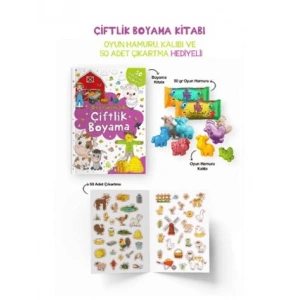 Çiftlik Boyama Kitabı - Oyun Hamuru, Oyuncak ve Çıkartma Hediyeli