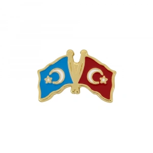 Doğu Türkistan - Türkiye Bayrak / Broş