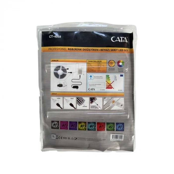 Cata Ct-4558 Rgb Şerit Led Seti (5 Mt Rgb Led 15 Renk+Trafo+Rgb Kumanda)