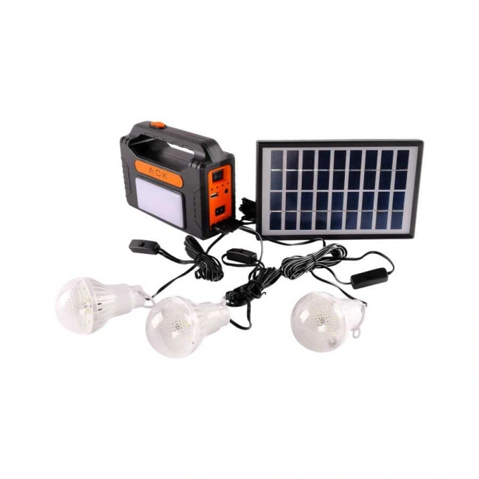 ACK AC01-00830 Güneş Panelli Işıldak 1W 1-2 Mikro USB+C Tipi Kablo 220V IP20