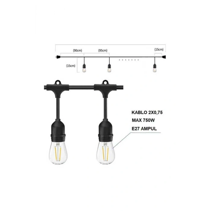 Cata CT-7069 Sarmaşık Sıralı Dış Mekan Armatür 5 Metre - 5 Duy