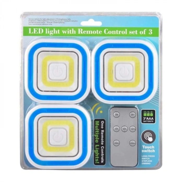 Powermaster PM-6936 Cob Ledli Pilli Uzaktan Kumandalı Üçlü Lamba