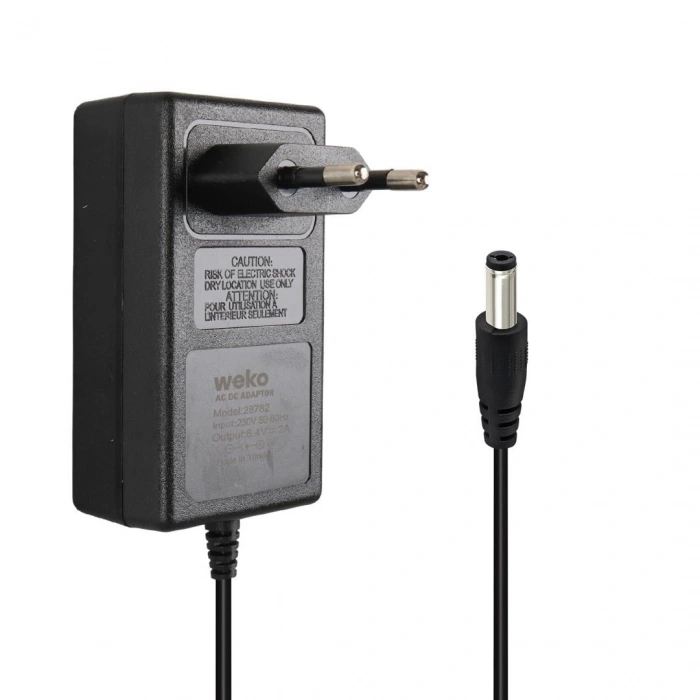 Weko 8.4 Volt - 2 Amper 5.5x2.5mm Uçlu Priz Tip Kırmızı Yeşil Ledli Yerli Üretim Akü Şarj Adaptörü