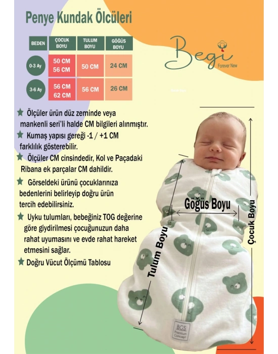 1.0 TOG YENİ DOĞAN KUNDAK VE UYKU TULUMU (UYKU KUNDAĞI)