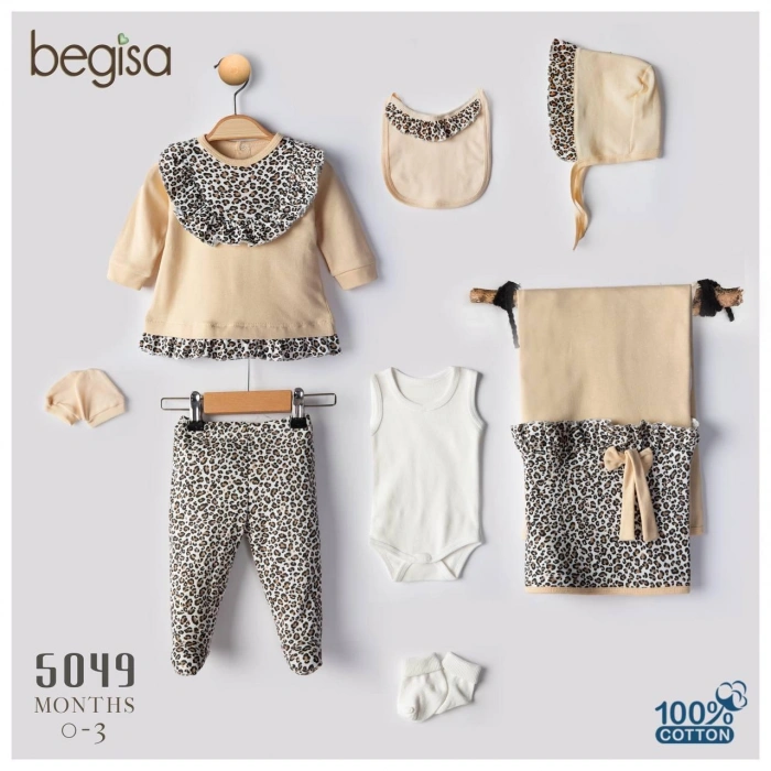 Begisa 8li Set Leopar Hastane Çıkışı %100 Pamuk
