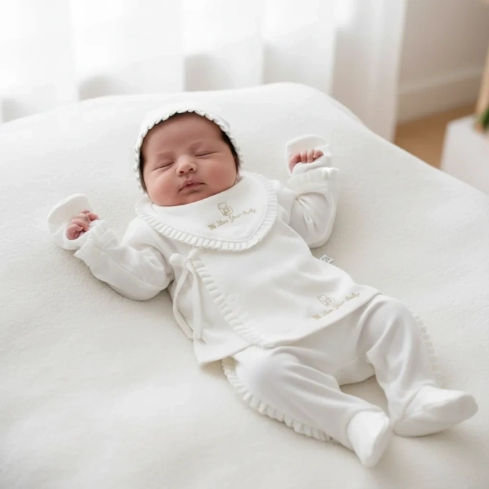 Begisa 5li Set Fileli Nakışlı Hastane Çıkışı %100 Pamuk