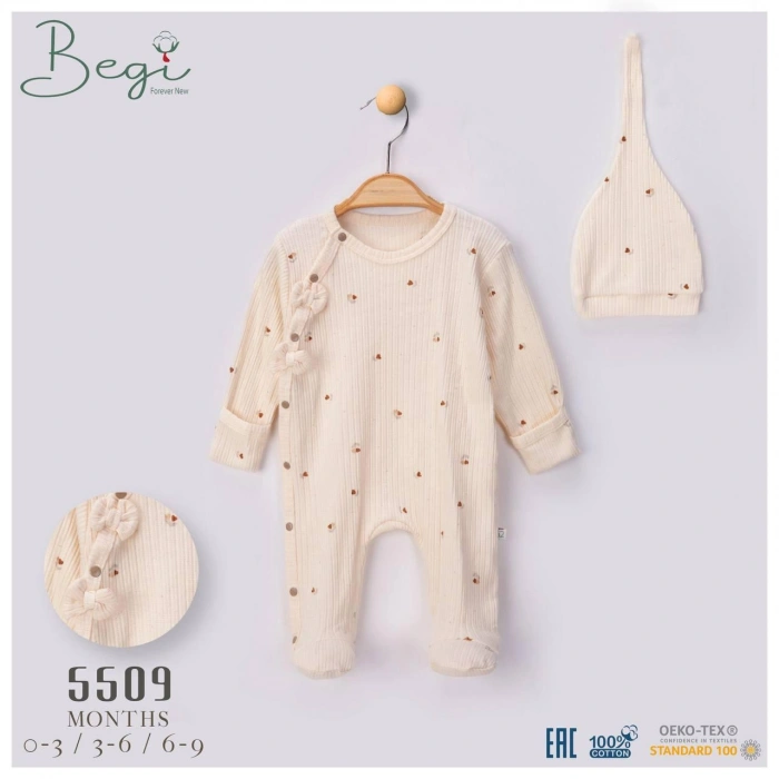 Begisa Şapkalı Baskılı Çiçek Desenli Tulum %100 Pamuk