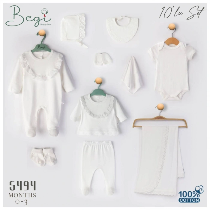 Begisa 10lu Set Hastane Çıkışı %100 Pamuk