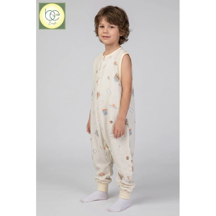 Begi Müslin Geniş Askılı Çocuk Uyku Tulumu %100 Pamuk Kumaş 0.5 TOG