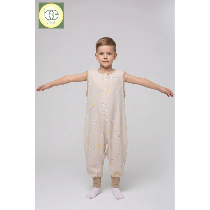 Begi Müslin Geniş Askılı Çocuk Uyku Tulumu %100 Pamuk Kumaş 0.5 TOG