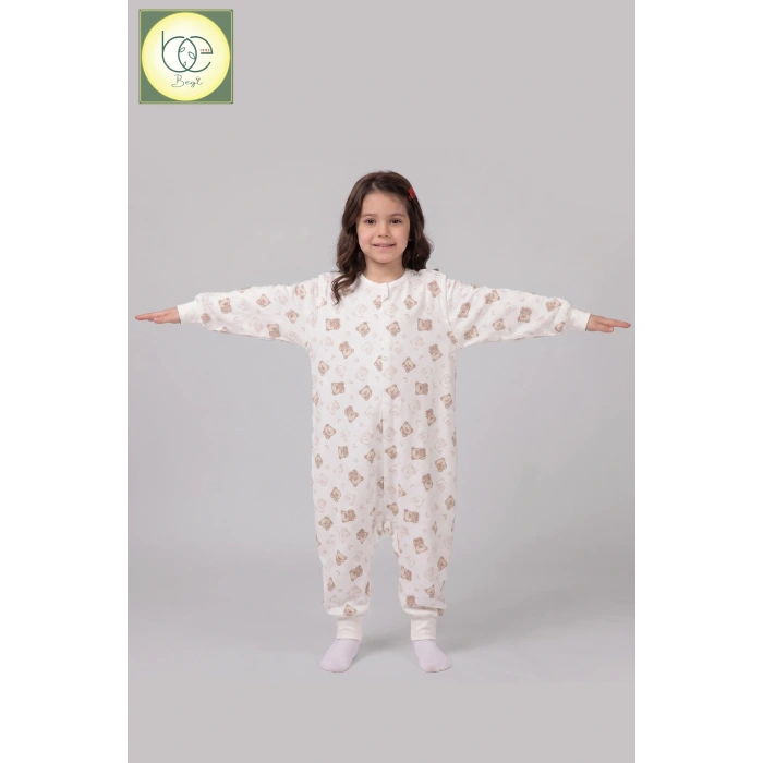 Begi Pazen Kumaş Uzun Kollu Kolu Çıkabilen Çocuk Uyku Tulumu %100 Pamuk 1.0 TOG